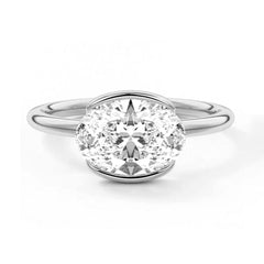 Oval Cut Moissanite Diamond East-West Sterling Silver Ring