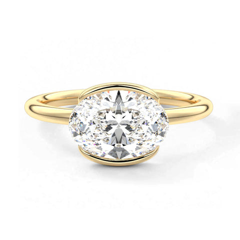 Oval Cut Lab Grown Diamond East-West 14K Gold Ring