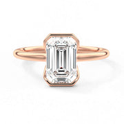 Emerald Cut Lab Grown Diamond Solitaire 14K Gold Ring