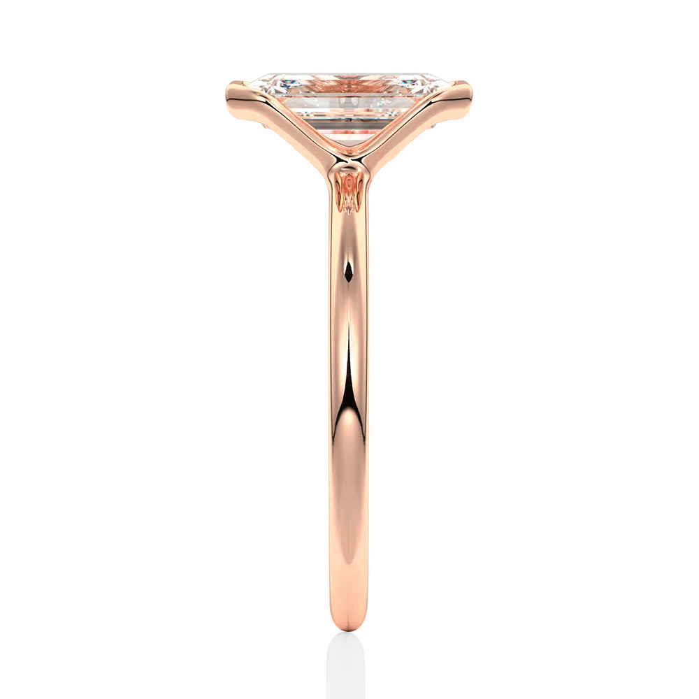 Emerald Cut Lab Grown Diamond Solitaire 14K Gold Ring