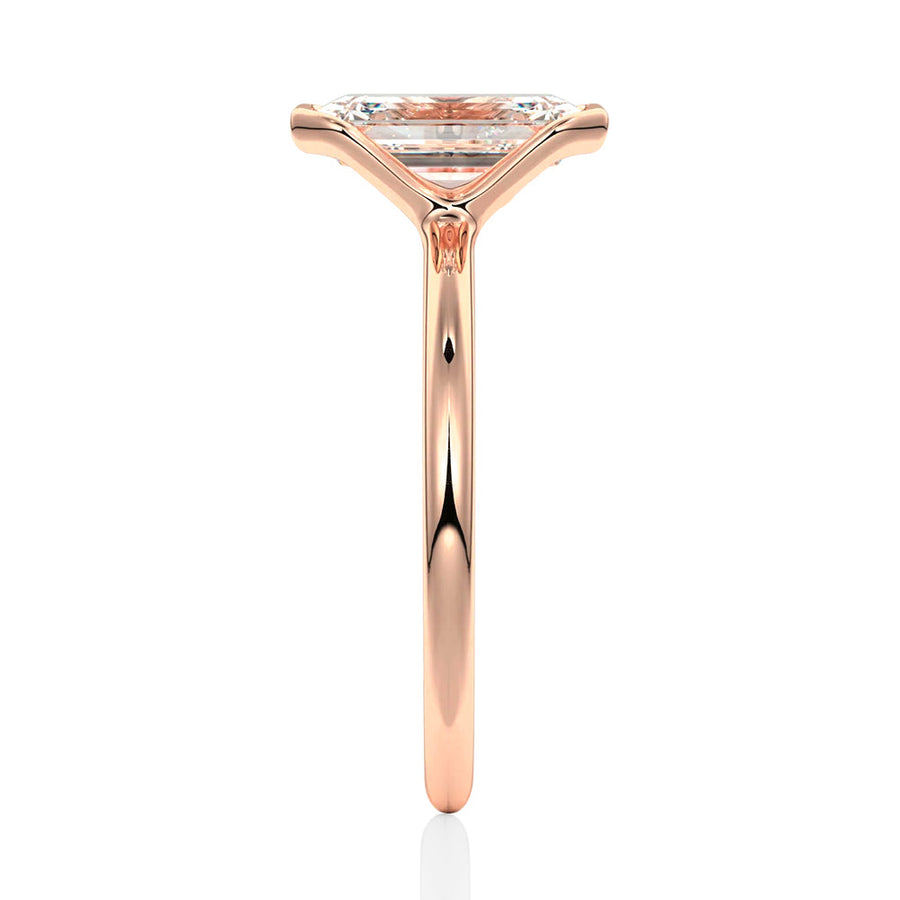 Emerald Cut Lab Grown Diamond Solitaire 14K Gold Ring
