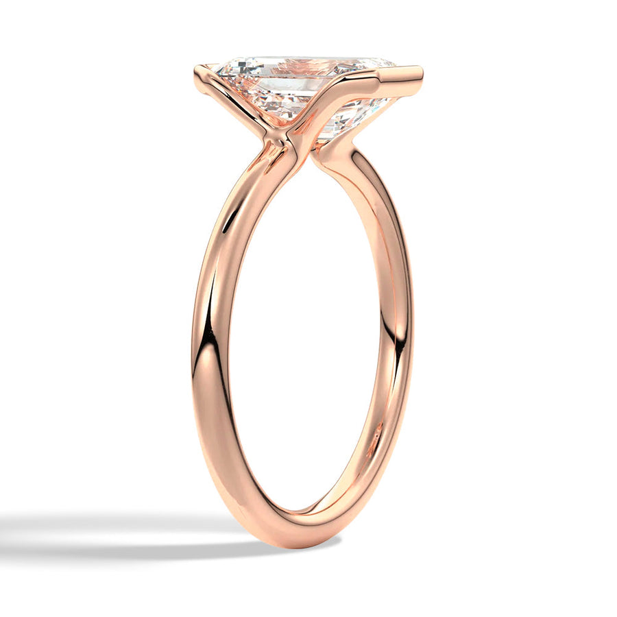Emerald Cut Lab Grown Diamond Solitaire 14K Gold Ring