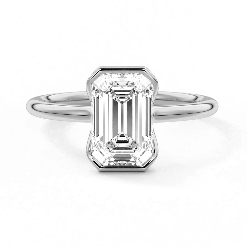 Emerald Cut Lab Grown Diamond Solitaire 14K Gold Ring