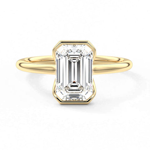 Emerald Cut Lab Grown Diamond Solitaire 14K Gold Ring