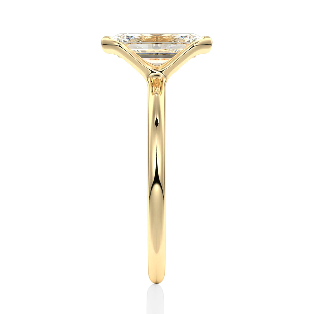 Emerald Cut Lab Grown Diamond Solitaire 14K Gold Ring