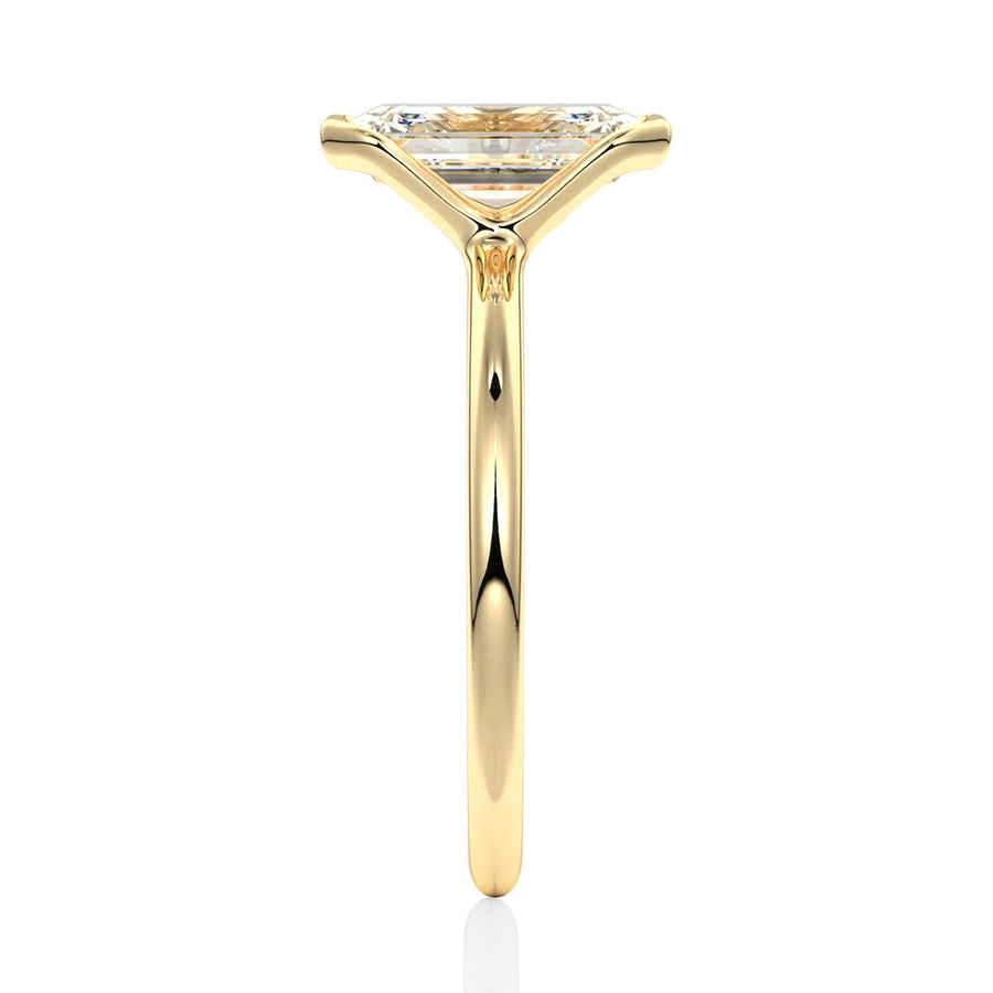 Emerald Cut Lab Grown Diamond Solitaire 14K Gold Ring