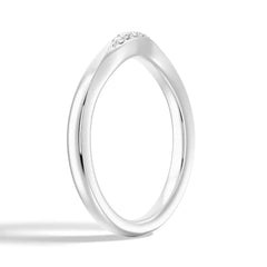 Round Cut Moissanite Diamond Wedding Band Sterling Silver Ring