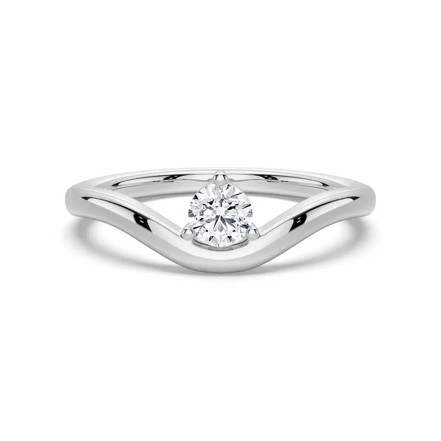 Round Cut Lab Grown Diamond Solitaire 18K Gold Ring