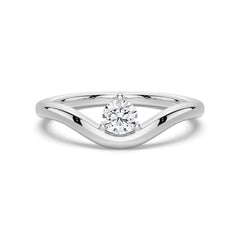 Round Cut Moissanite Diamond Solitaire Sterling Silver Ring
