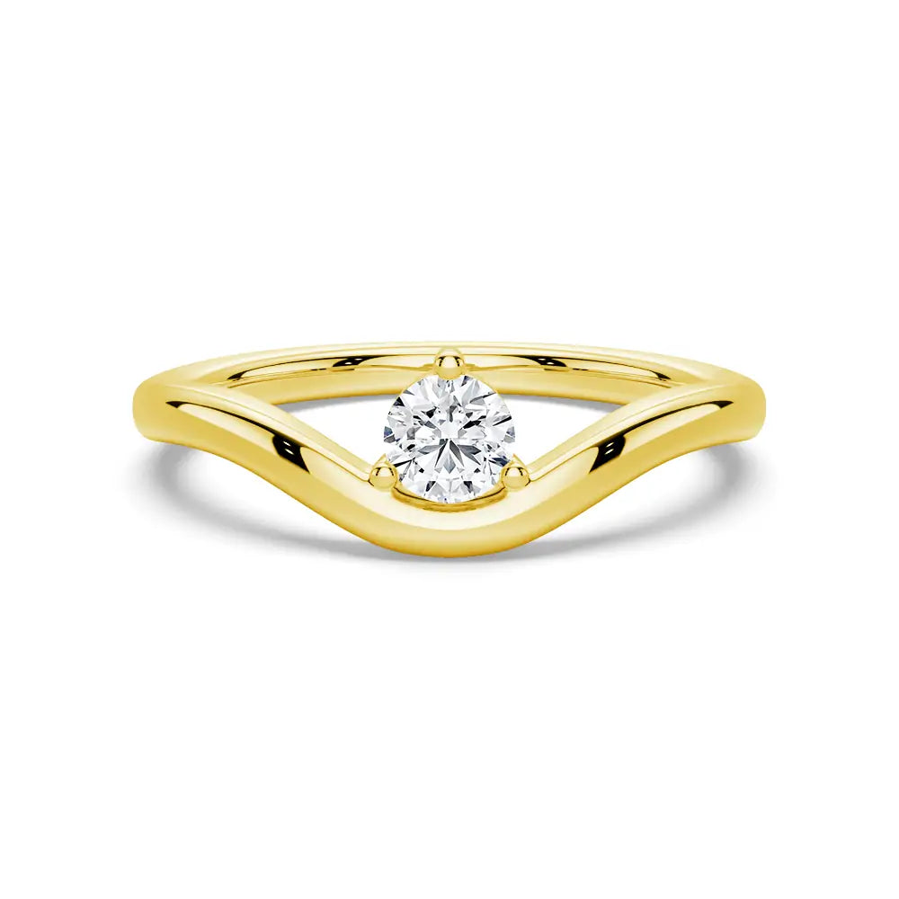 Round Cut Lab Grown Diamond Solitaire 18K Gold Ring