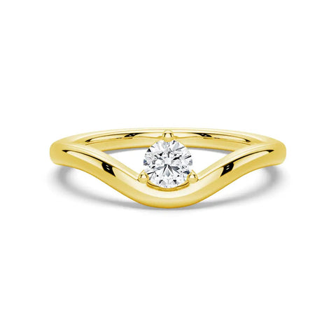 Round Cut Lab Grown Diamond Solitaire 14K Gold Ring