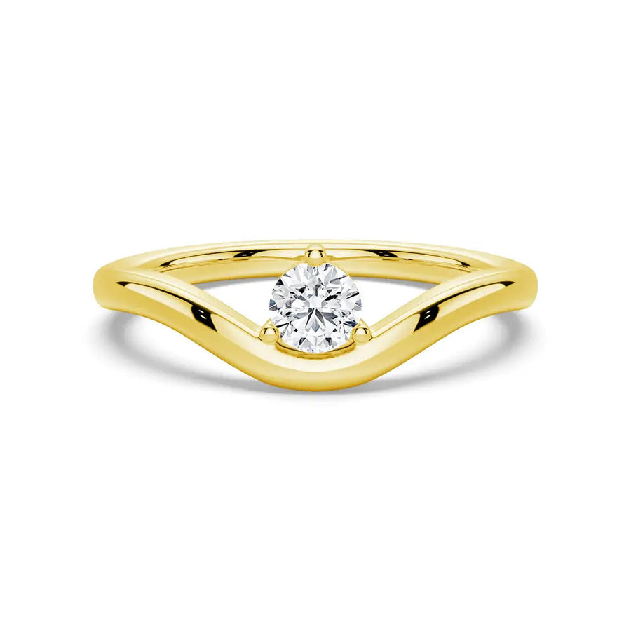 Round Cut Lab Grown Diamond Solitaire 18K Gold Ring