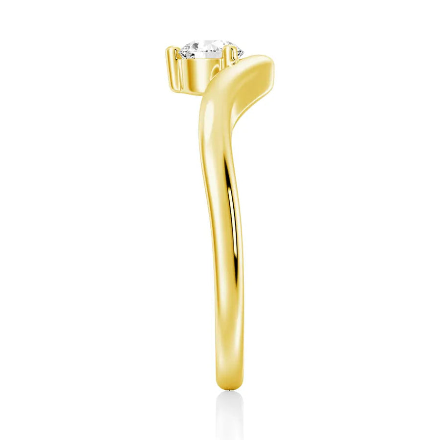 Round Cut Lab Grown Diamond Solitaire 18K Gold Ring