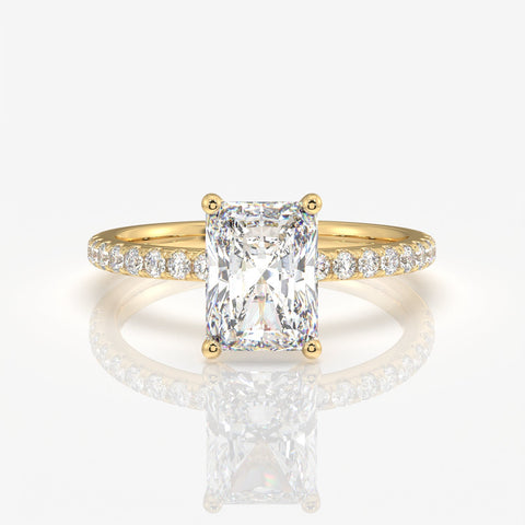 Radiant Cut Moissanite Diamond Pave Sterling Silver Ring