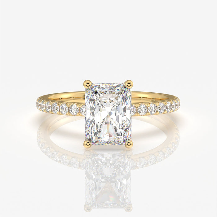 Radiant Cut Moissanite Diamond Pave Sterling Silver Ring