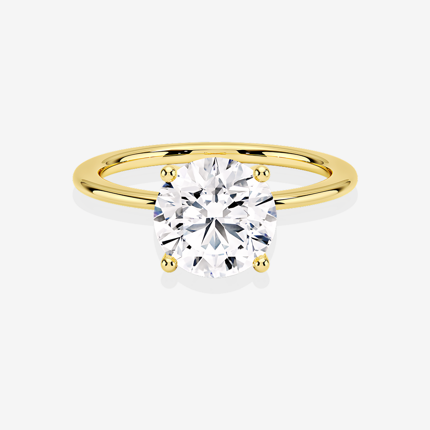 Round Cut Lab Grown Diamond Classic Solitaire Engagement 14k Gold Ring