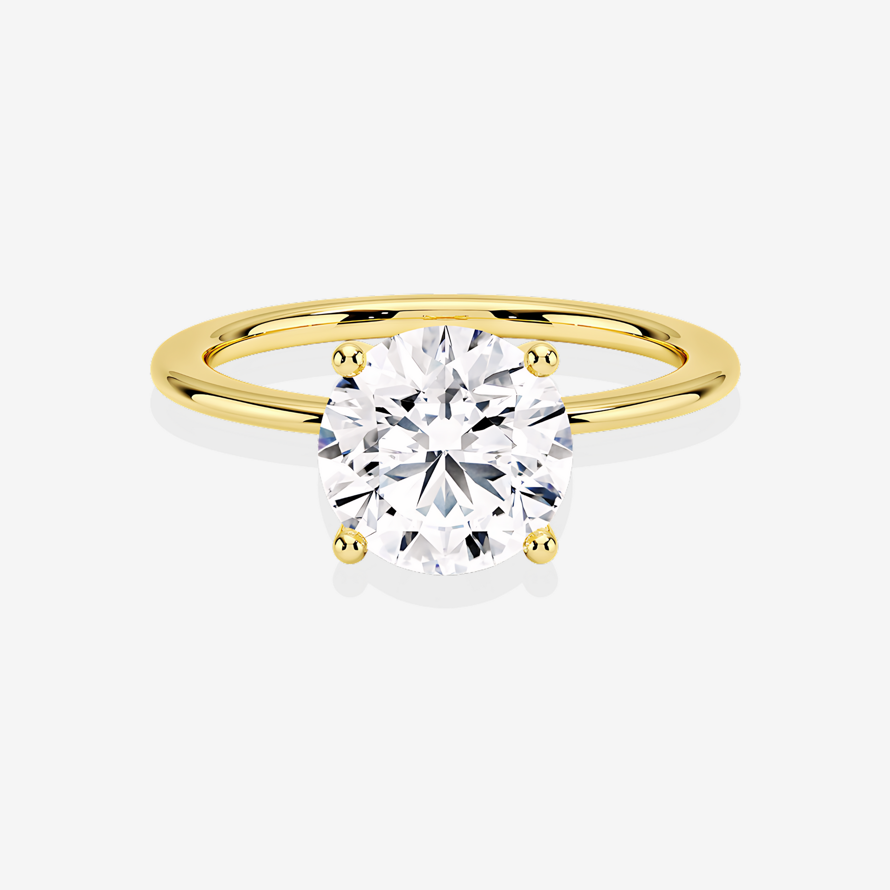 Round Cut Lab Grown Diamond Classic Solitaire Engagement 14k Gold Ring