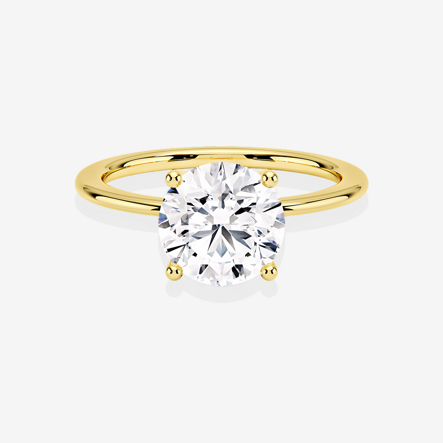 Round Cut Lab Grown Diamond Classic Solitaire Engagement 14k Gold Ring
