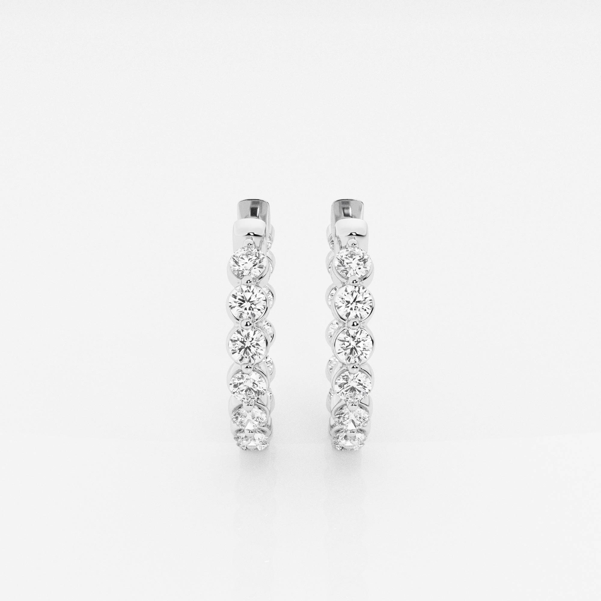 Round Cut Lab Grown Diamond Floating Hoop 14k Gold Earrings