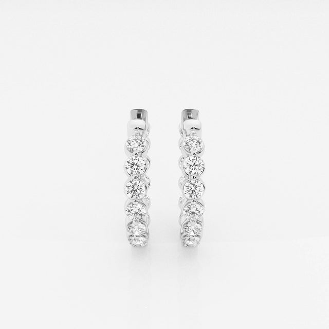 Round Cut Moissanite Diamond Floating Hoop Sterling Silver Earrings