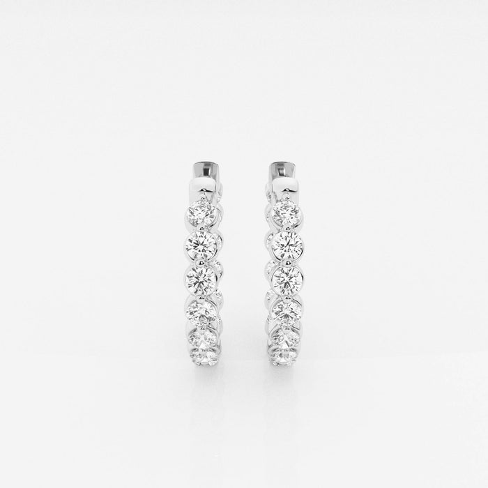 Round Cut Lab Grown Diamond Floating Hoop 14k Gold Earrings