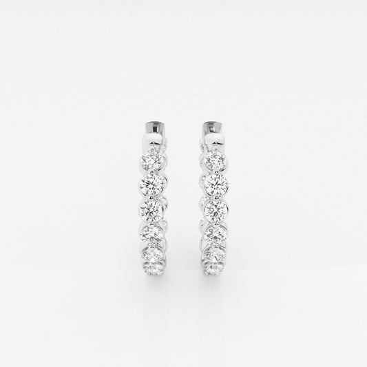 Round Cut Lab Grown Diamond Floating Hoop 14k Gold Earrings