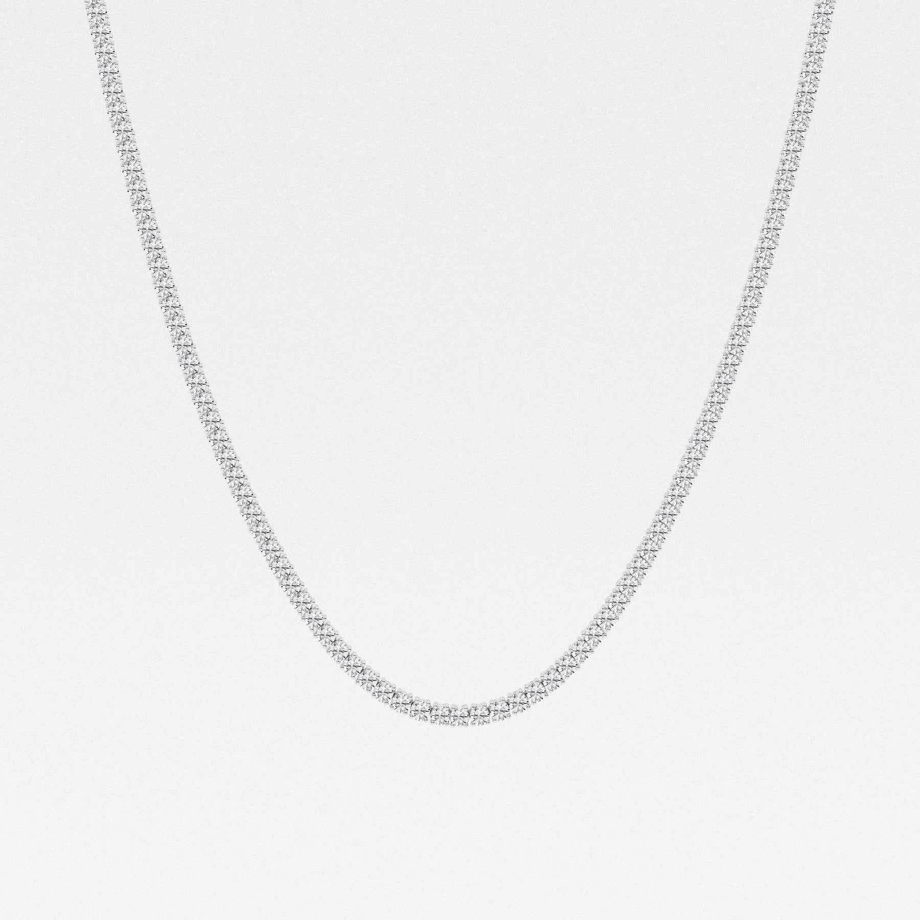 Round Cut Lab Grown Diamond Four Prong Tennis Fashion 14K Gold Necklace