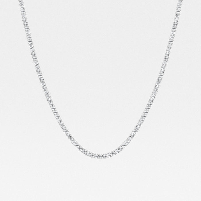 Round Cut Lab Grown Diamond Four Prong Tennis Fashion 14K Gold Necklace