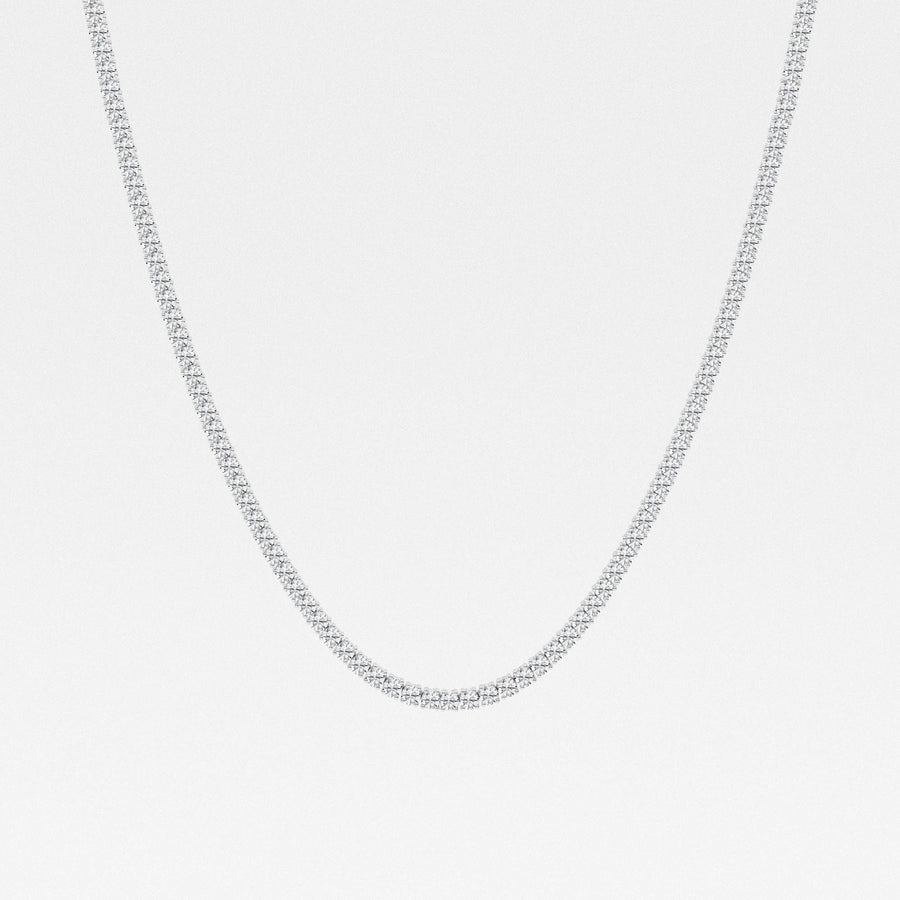 Round Cut Lab Grown Diamond Four Prong Tennis Fashion 14K Gold Necklace