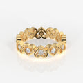 Round Cut Lab Grown Diamond Heart Eternity 18k Gold Band Ring