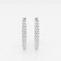 Round Cut Lab Grown Diamond In Out Hoop 14k Gold Earrings