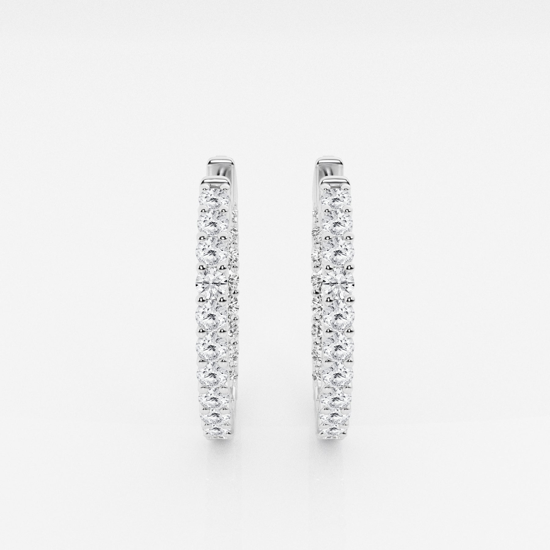 Round Cut Lab Grown Diamond In Out Hoop 14k Gold Earrings