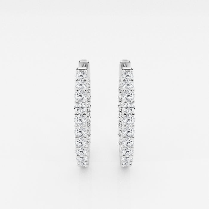 Round Cut Lab Grown Diamond In Out Hoop 14k Gold Earrings