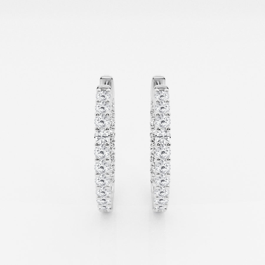 Round Cut Lab Grown Diamond In Out Hoop 14k Gold Earrings