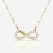 Round Cut Lab Grown Diamond Infinity fashion 14k Gold Pendant