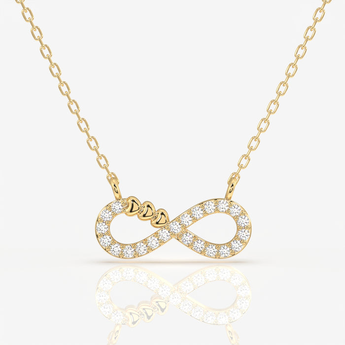 Round Cut Lab Grown Diamond Infinity fashion 14k Gold Pendant