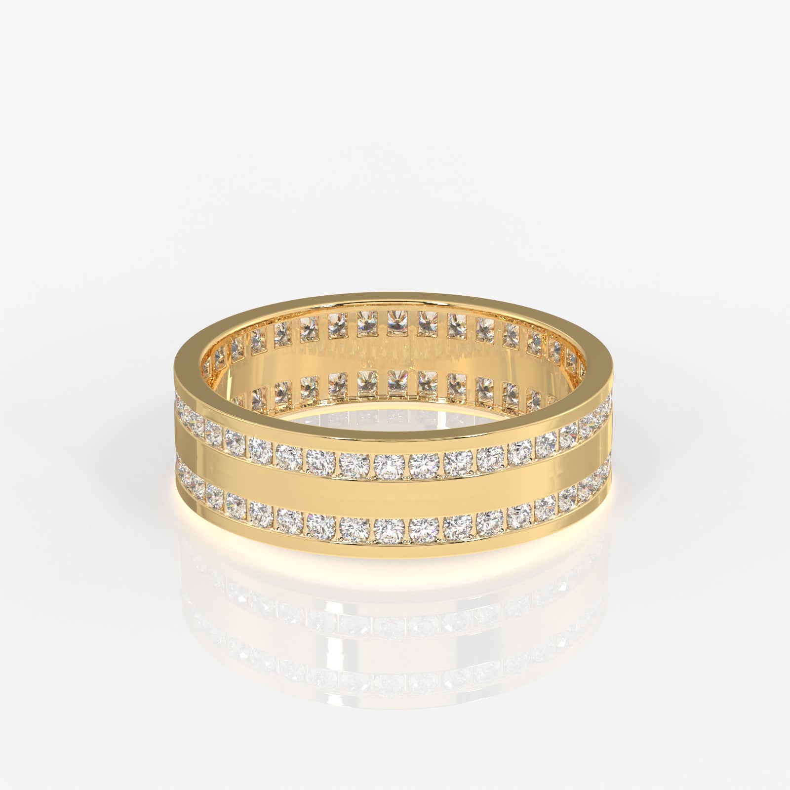 Round Cut Lab Grown Diamond Men's 14k Gold Band Ring