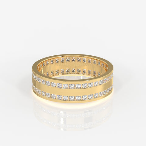 Round Cut Lab Grown Diamond Men's 14k Gold Band Ring