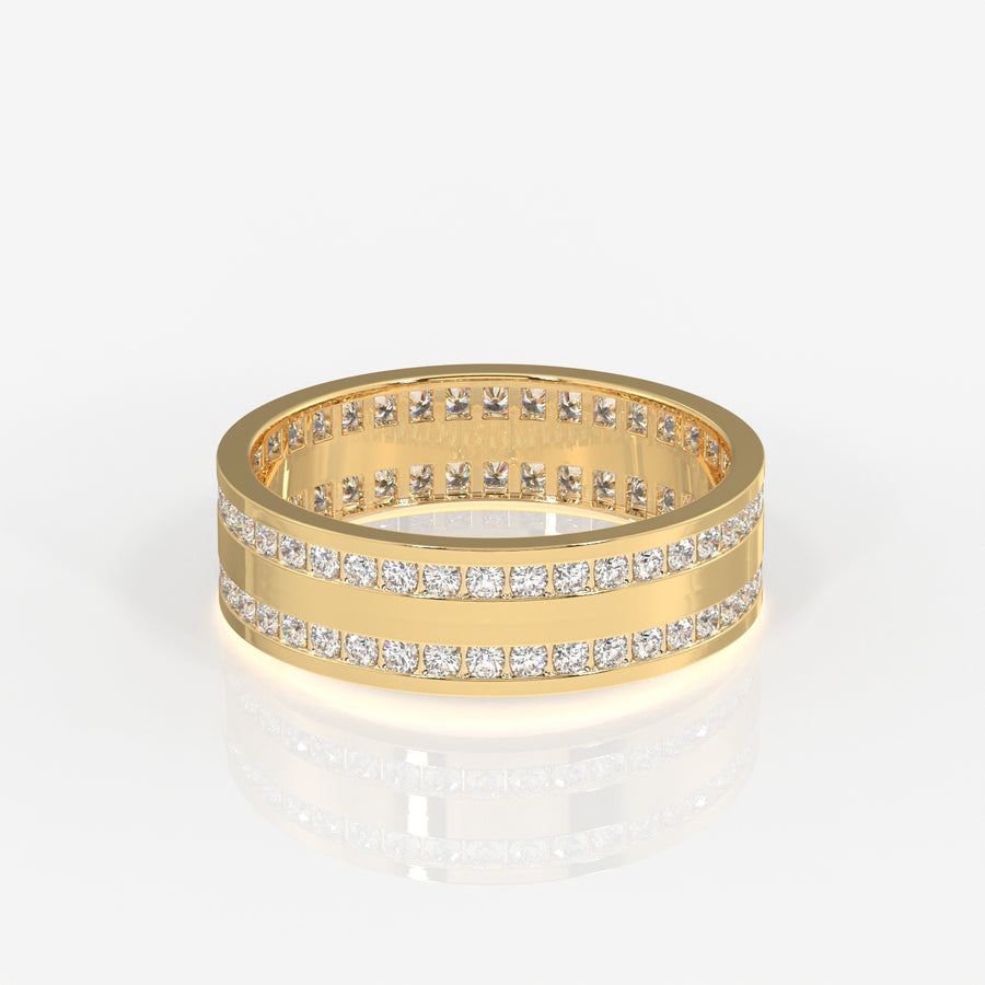 Round Cut Lab Grown Diamond Men's 14k Gold Band Ring
