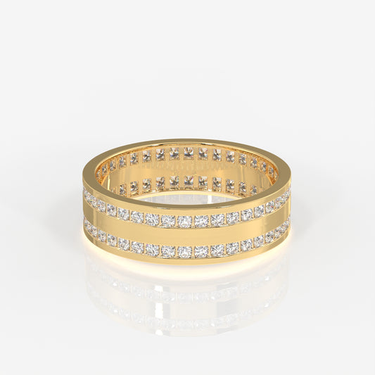 Round Cut Lab Grown Diamond Men's 14k Gold Band Ring