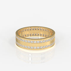 Round Cut Lab Grown Diamond Men's 14k Gold Band Ring