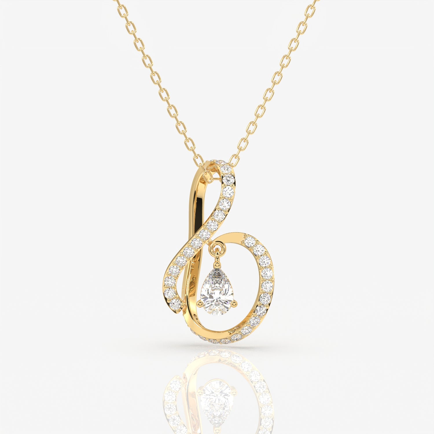 Round Cut Lab Grown Diamond Pear Prestige Fashion 14k Gold Pendant