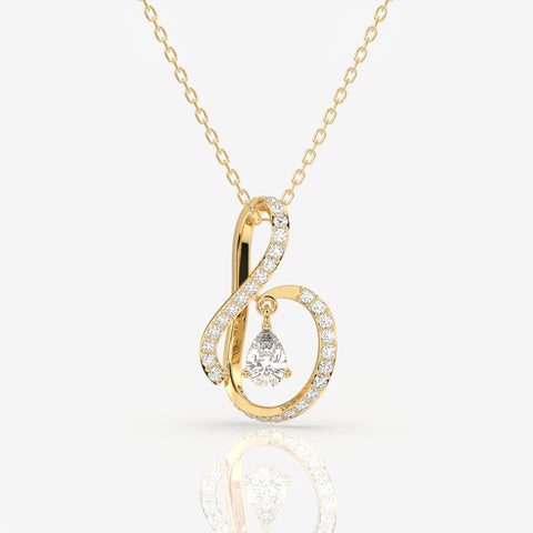 Round Cut Lab Grown Diamond Pear Prestige Fashion 14k Gold Pendant