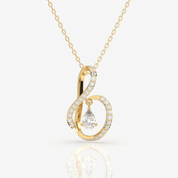 Round Cut Lab Grown Diamond Pear Prestige Fashion 14k Gold Pendant