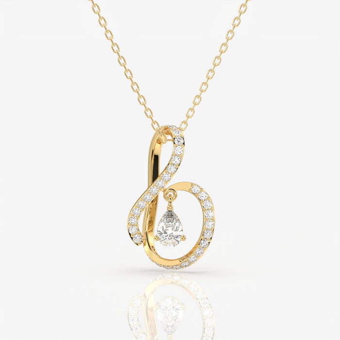 Round Cut Lab Grown Diamond Pear Prestige Fashion 14k Gold Pendant