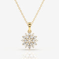Round Cut Lab Grown Diamond Petal Essence Fashion 14k Gold Pendant
