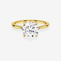 Round Cut Lab Grown Diamond Petite Solitaire Engagement 14k Gold Ring