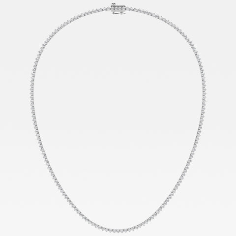 Round Cut Lab Grown Diamond Three Prong Tennis 14K Gold Necklace