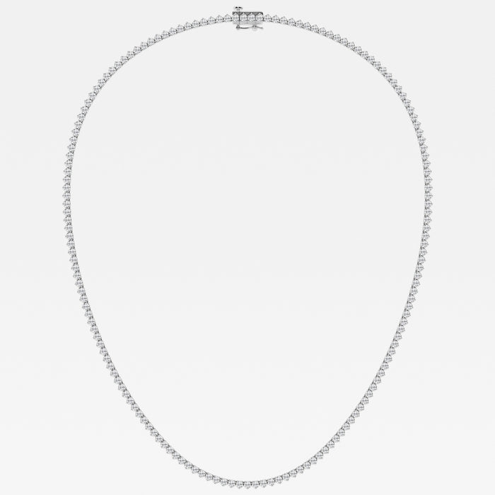 Round Cut Lab Grown Diamond Three Prong Tennis 14K Gold Necklace