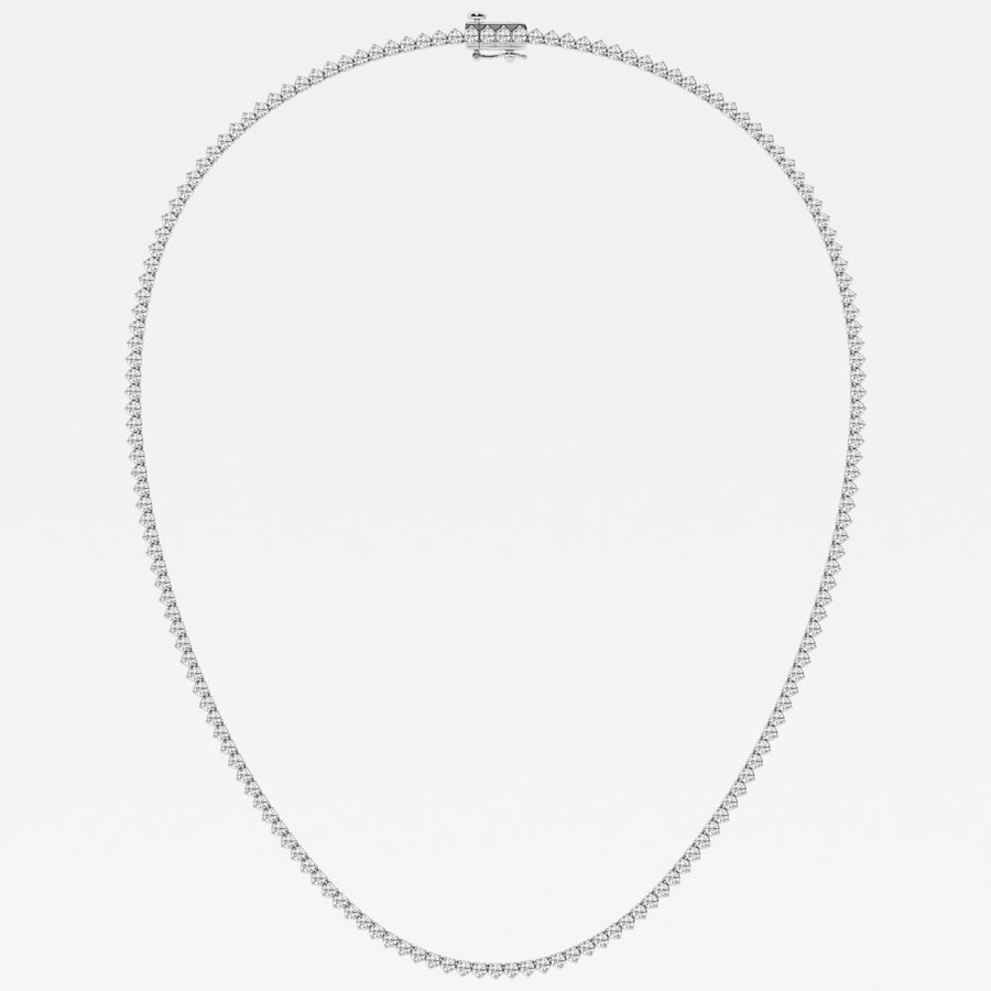 Round Cut Lab Grown Diamond Three Prong Tennis 14K Gold Necklace